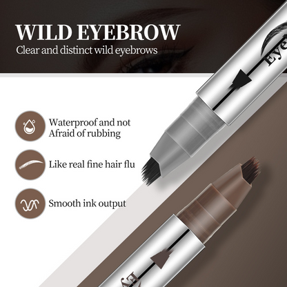Microblading Eyebrow Pen with 4-Fork Tip, Waterproof Long-Lasting Brow Pencil